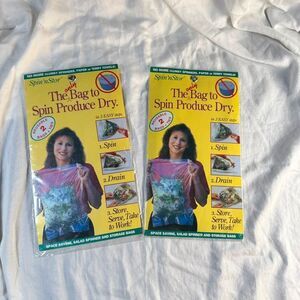 Lot of 2 Argee Spin n Stor Reusable Salad Spinner Bags Discontinued Dead Stock